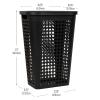 Mind Reader Slim Tapered Laundry Hamper with Lid, Clothes Basket with Swiss Cross Cut-Outs, Lightweight & Ventilated, Plastic, 16.75″L x 12.75″W x 23″H, Black(Black)
