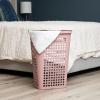 Mind Reader Slim Tapered Laundry Hamper with Lid, Clothes Basket with Swiss Cross Cut-Outs, Lightweight & Ventilated, Plastic, 16.75″L x 12.75″W x 23″H, Black(Pink)