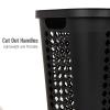 Mind Reader Slim Tapered Laundry Hamper with Lid, Clothes Basket with Swiss Cross Cut-Outs, Lightweight & Ventilated, Plastic, 16.75″L x 12.75″W x 23″H, Black(Black)