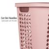 Mind Reader Slim Tapered Laundry Hamper with Lid, Clothes Basket with Swiss Cross Cut-Outs, Lightweight & Ventilated, Plastic, 16.75″L x 12.75″W x 23″H, Black(Pink)