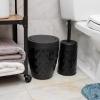 Mind Reader Trash Can and Toilet Brush Set, Bathroom Decor, Swivel Lid, Accessories, 8.75″ W x 11.25″ H, 2 Piece Set, Gray(Black)