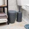 Mind Reader Trash Can and Toilet Brush Set, Bathroom Decor, Swivel Lid, Accessories, 8.75″ W x 11.25″ H, 2 Piece Set, Gray(Gray)