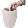 Mind Reader Trash Can and Toilet Brush Set, Bathroom Decor, Swivel Lid, Accessories, 8.75″ W x 11.25″ H, 2 Piece Set, Gray(Ivory)