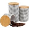 Mind Reader 3-Piece Canister Set, Sugar Container, Coffee Storage, Lids, Kitchen, Ceramic, 4″L x 4″W x 7″H, Black and White