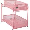 Mind Reader Accessory Organizer, Supply Storage, Makeup, Crafts, Office, Metal Mesh, 8″L x 12.5″W x 11.25″H, Pink(Pink)