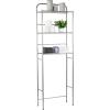 Mind Reader Over The Toilet Storage Rack, Bathroom Organizer, Bathroom Shelves, Metal, 23.5″ L x 10.25″ W x 70.5″ H, White(Silver)