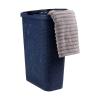 Mind Reader Slim Laundry Hamper with Lid, 40L Clothes Basket, Premium Wicker Design, Plastic, Mint(Navy)