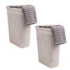 Mind Reader Slim Laundry Hamper with Lid, 40L Clothes Basket, Premium Wicker Design, Plastic, Set of 2, Ivory(Ivory)