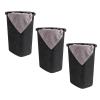Mind Reader Slim Laundry Hamper with Lid, 60L Clothes Baskets, Premium Wicker Design, Plastic, 3-Pack, Black(Black)