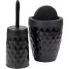 Mind Reader Trash Can and Toilet Brush Set, Bathroom Decor, Swivel Lid, Accessories, 8.75″ W x 11.25″ H, 2 Piece Set, Gray(Black)