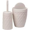 Mind Reader Trash Can and Toilet Brush Set, Bathroom Decor, Swivel Lid, Accessories, 8.75″ W x 11.25″ H, 2 Piece Set, Gray(Ivory)