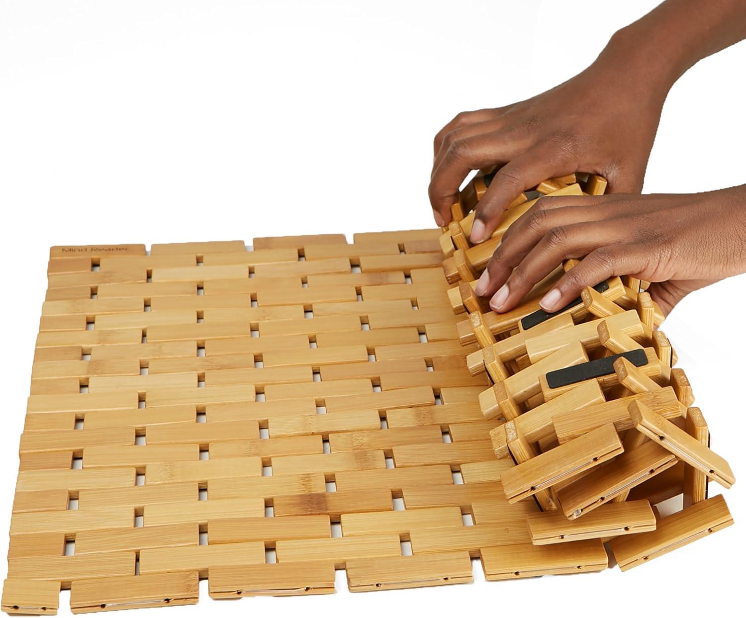 imageMind Reader Bath Mat Shower Mat Bathtub Mat Bathroom Accessory Wood Rayon from Bamboo 235quotL x 165quotW x 04quotH BrownBrown