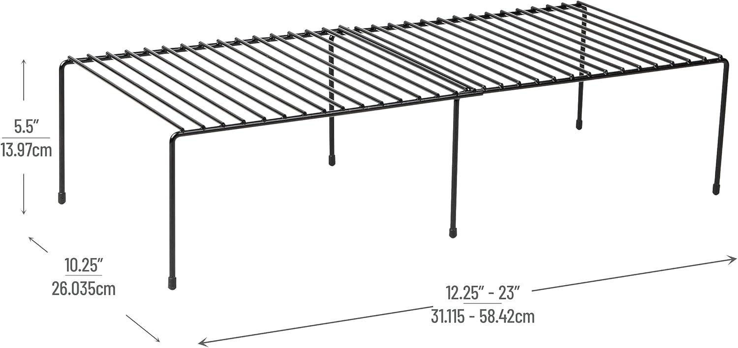 imageMind Reader Expandable Shelf Kitchen Pantry Cabinet Organizer MultiPurpose Storage Metal 122523quotL x 1025quotW x 55quotH WhiteBlack