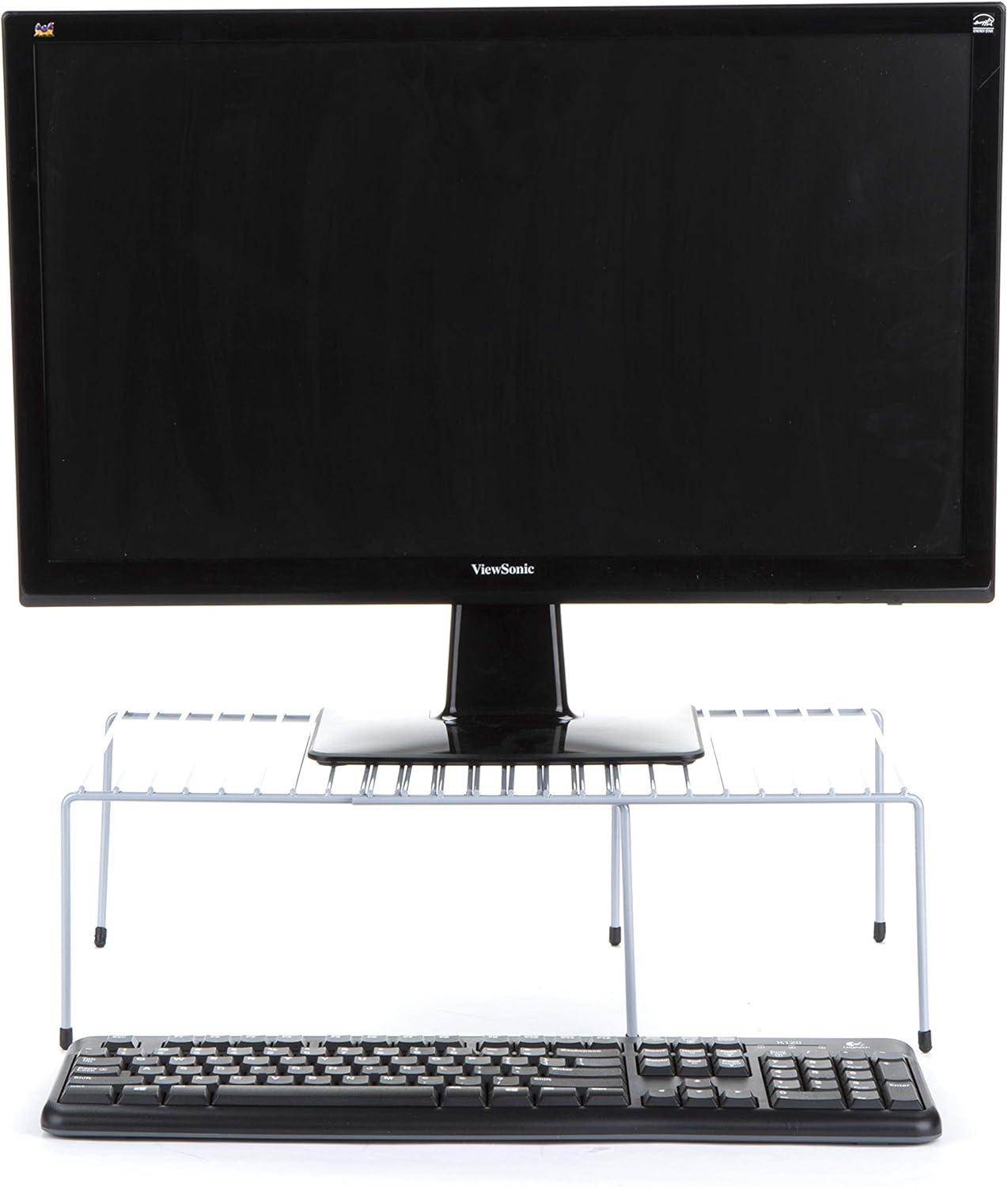 imageMind Reader Expandable Shelf Kitchen Pantry Cabinet Organizer MultiPurpose Storage Metal 122523quotL x 1025quotW x 55quotH WhiteSilver