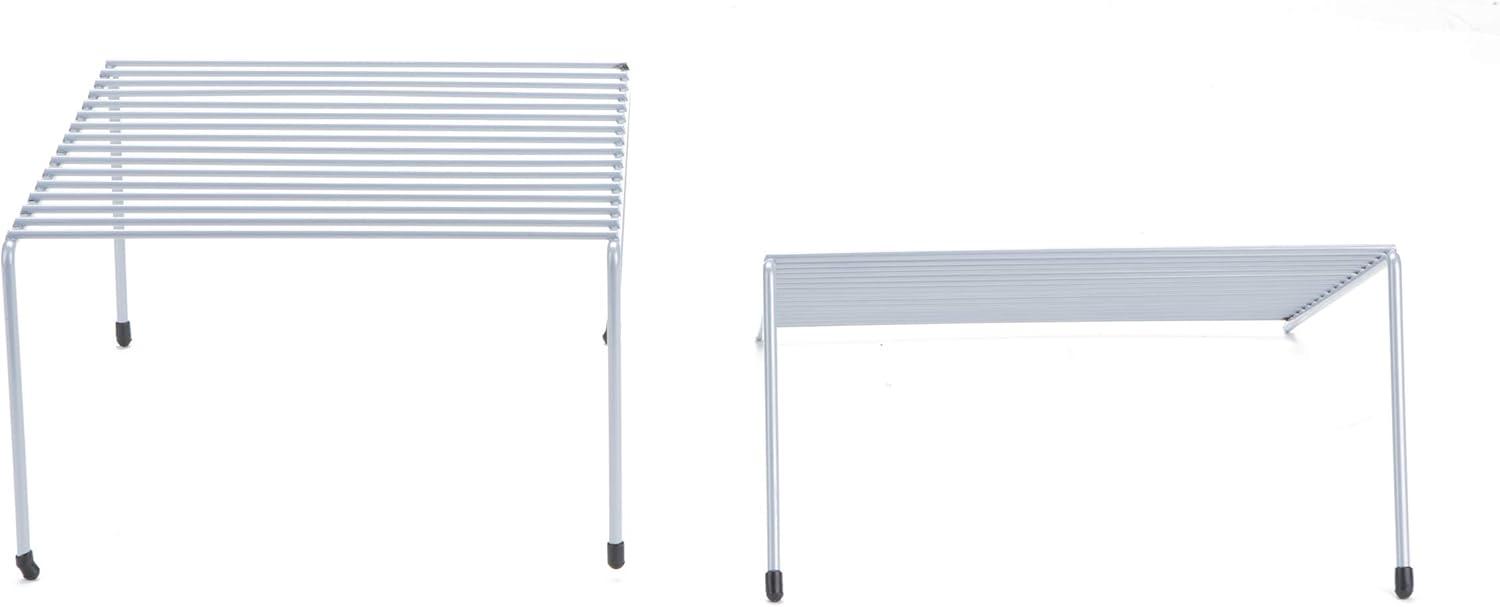 imageMind Reader Expandable Shelf Kitchen Pantry Cabinet Organizer MultiPurpose Storage Metal 122523quotL x 1025quotW x 55quotH WhiteSilver