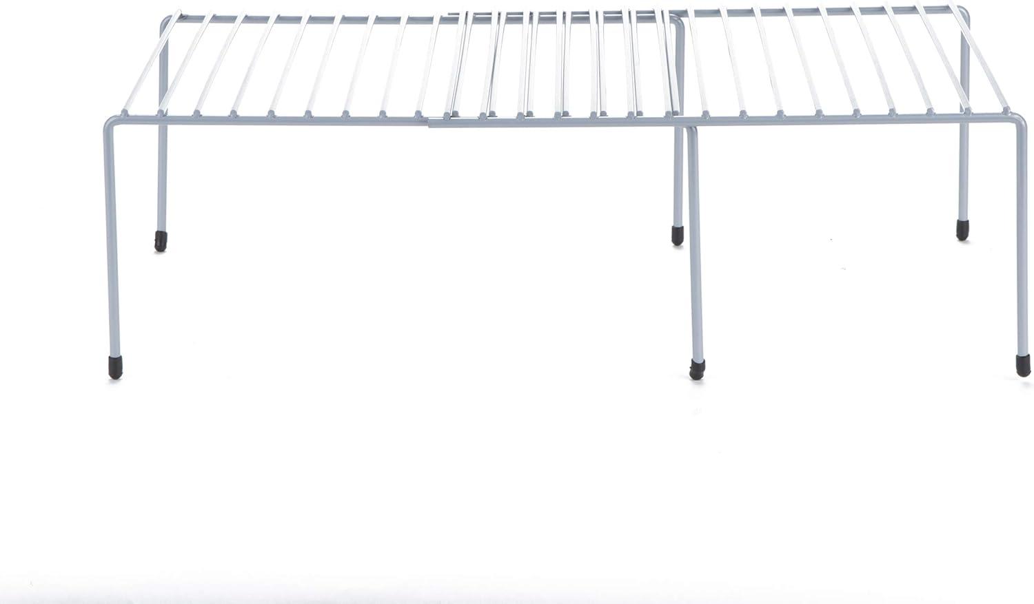 imageMind Reader Expandable Shelf Kitchen Pantry Cabinet Organizer MultiPurpose Storage Metal 122523quotL x 1025quotW x 55quotH WhiteSilver