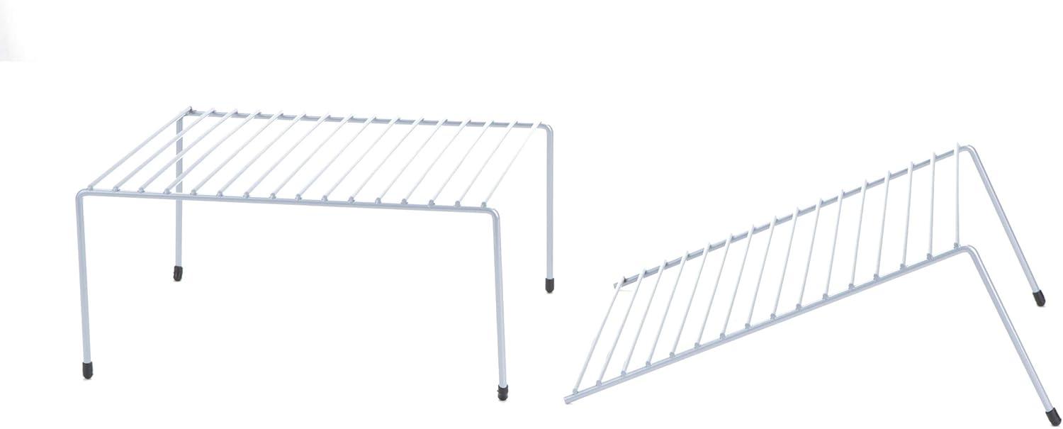 imageMind Reader Expandable Shelf Kitchen Pantry Cabinet Organizer MultiPurpose Storage Metal 122523quotL x 1025quotW x 55quotH WhiteSilver