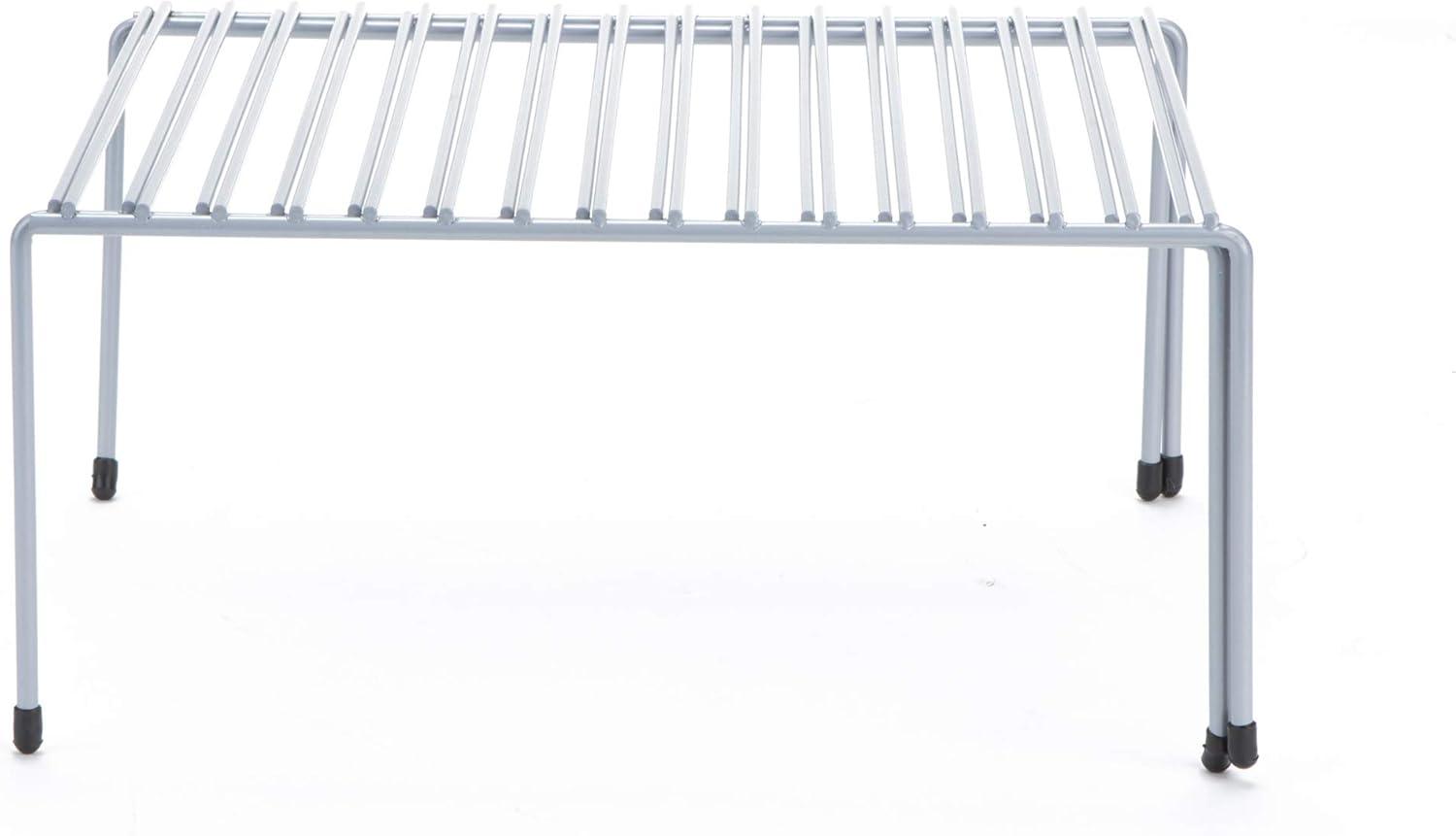 imageMind Reader Expandable Shelf Kitchen Pantry Cabinet Organizer MultiPurpose Storage Metal 122523quotL x 1025quotW x 55quotH WhiteSilver