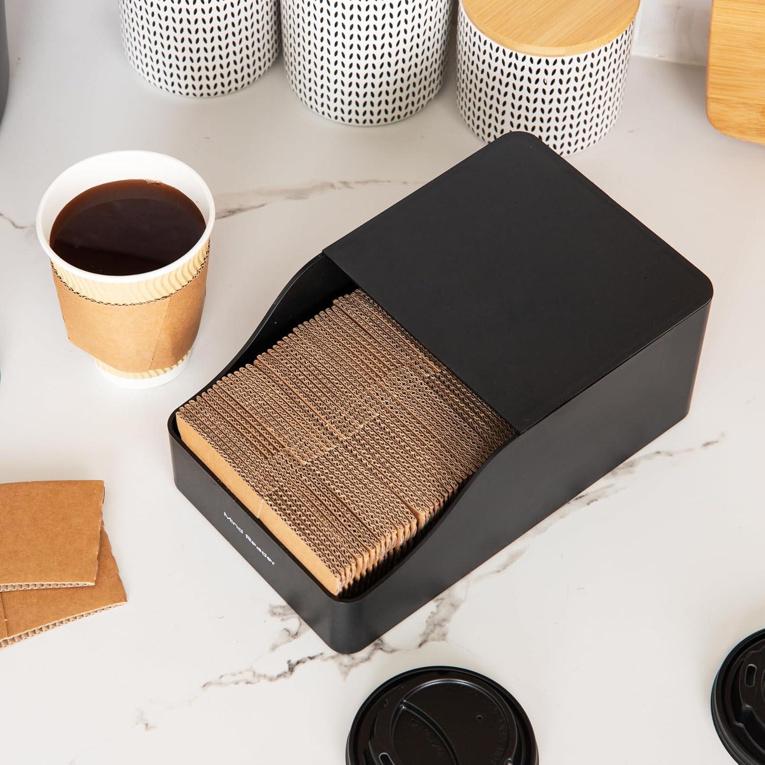 imageMind Reader Hot Cup Sleeve Dispenser Coffee Bar Accessories Coffee Station Kitchen Org 591quotL x 965quotW x 394quotH BlackBlack