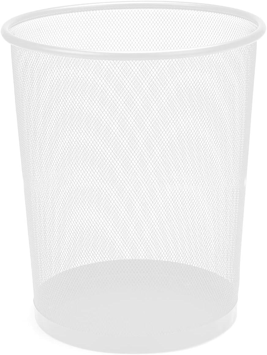 imageMind Reader Mesh Trash Can 1665L 44 gal Waste Paper Basket Round Office Metal Mesh WhiteWhite