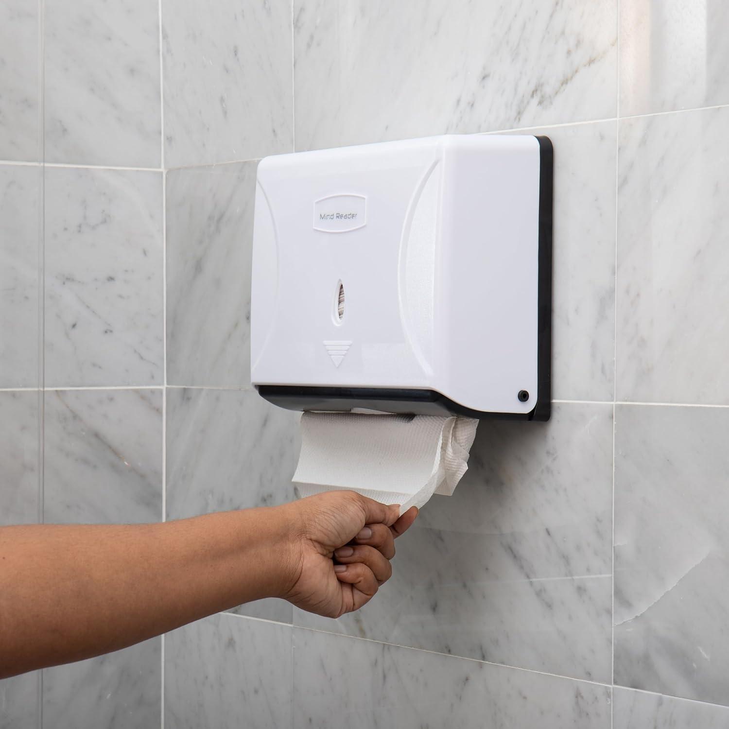 imageMind Reader Paper Towel Dispenser TriFold Towel Holder Restroom Wall Mount Bathroom 1025quotL x 375quotW x 8quotH BlackWhite
