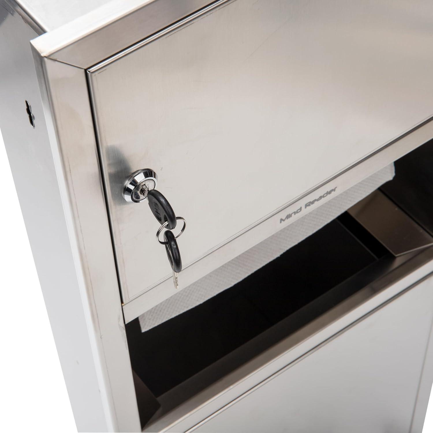 imageMind Reader Paper Towel Dispenser and Trash Can WallMounted Bathroom Stainless Steel 135quot L x 295quot H x 575quot D Silver