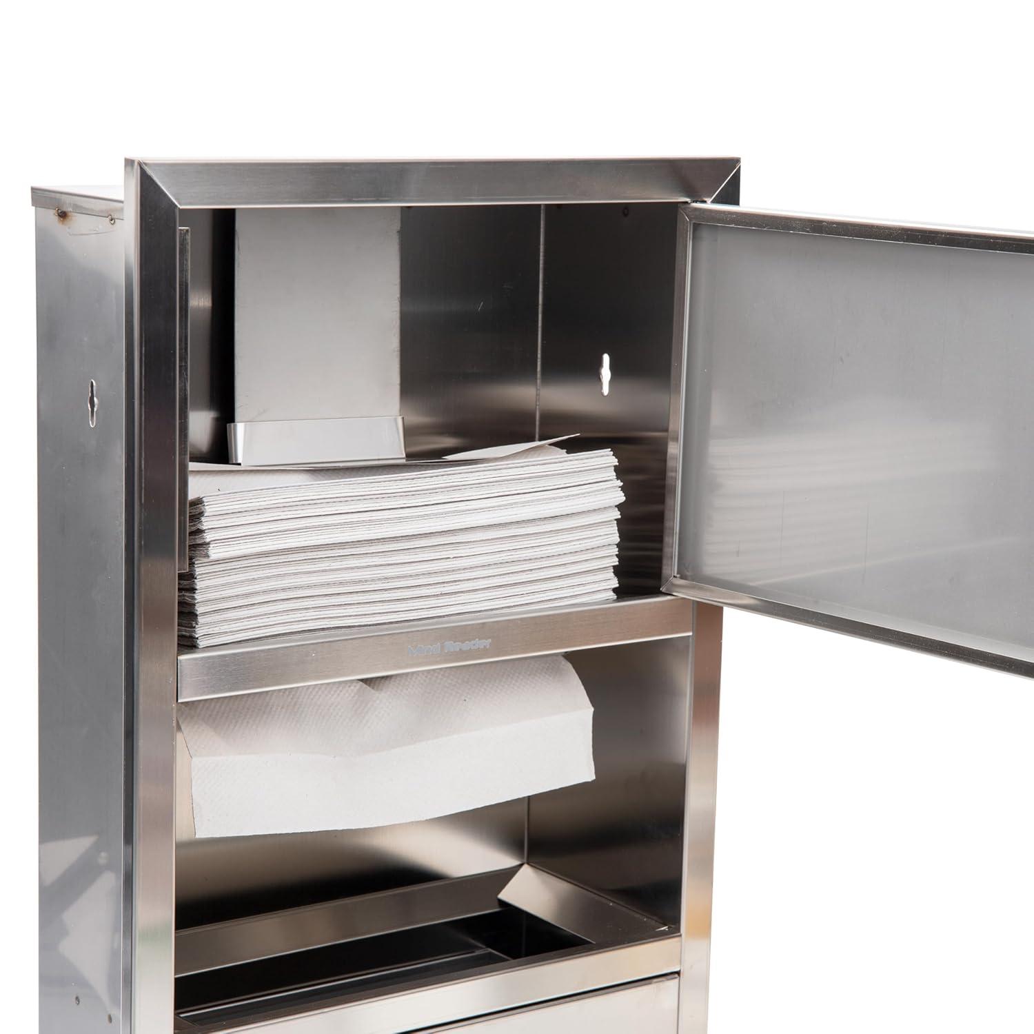 imageMind Reader Paper Towel Dispenser and Trash Can WallMounted Bathroom Stainless Steel 135quot L x 295quot H x 575quot D Silver