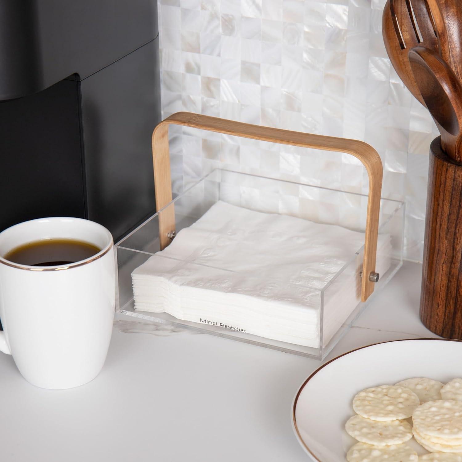 imageMind Reader Tea Bag Organizer Tea Station Countertop Storage Acrylic 625quot L x 9quot W x 55quot H BrownNakin Holder