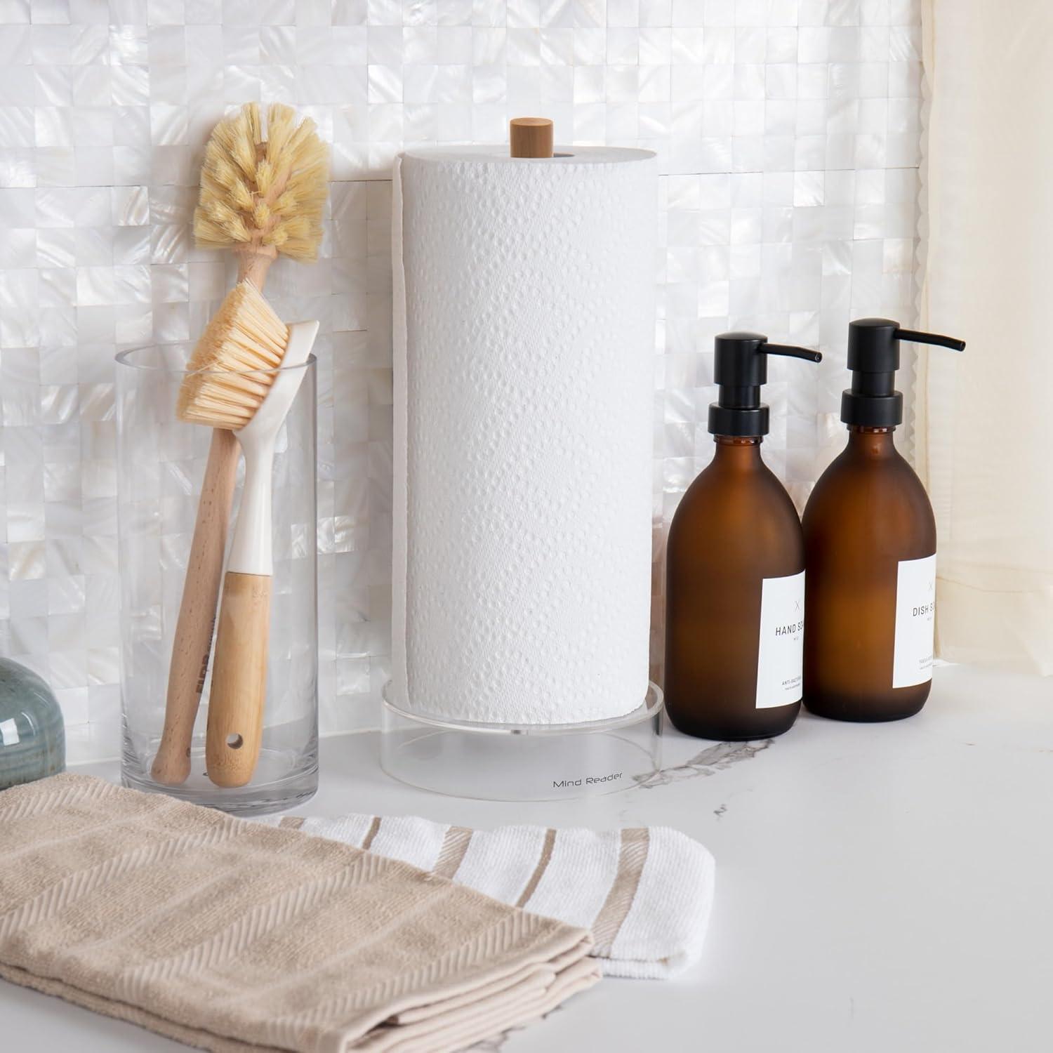 imageMind Reader Tea Bag Organizer Tea Station Countertop Storage Acrylic 625quot L x 9quot W x 55quot H BrownPaper Towel Holder