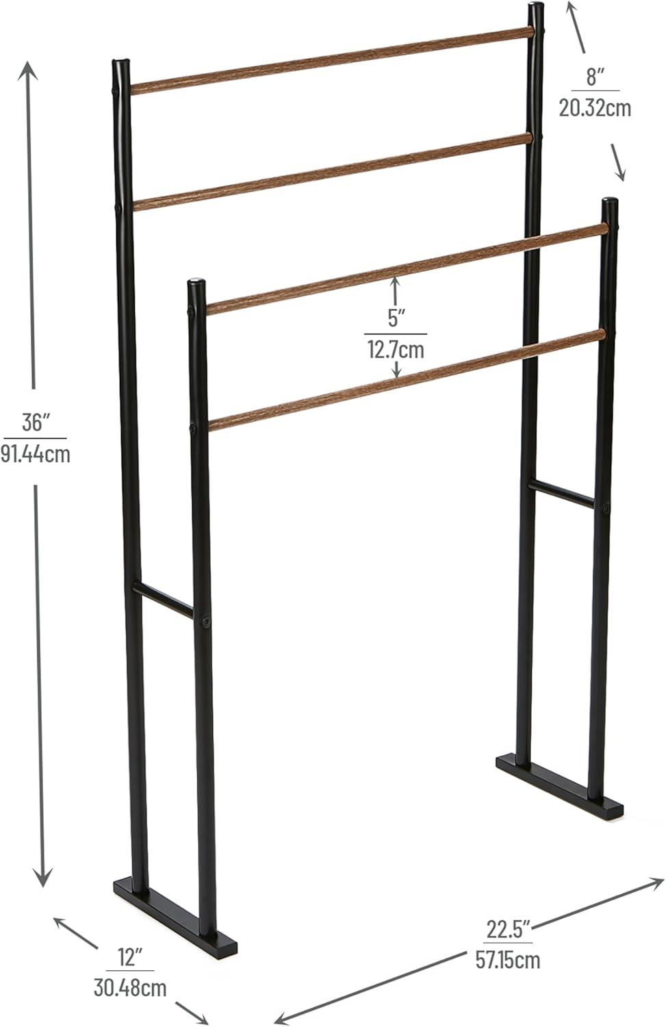 imageMind Reader Towel Rack Bathroom Storage Drying Stand Hot Tub Accessory Freestanding Metal 226quot L x 12quot W x 36quot H BlackBlack