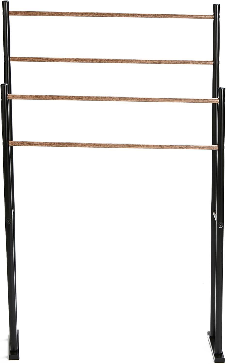 imageMind Reader Towel Rack Bathroom Storage Drying Stand Hot Tub Accessory Freestanding Metal 226quot L x 12quot W x 36quot H BlackBlack