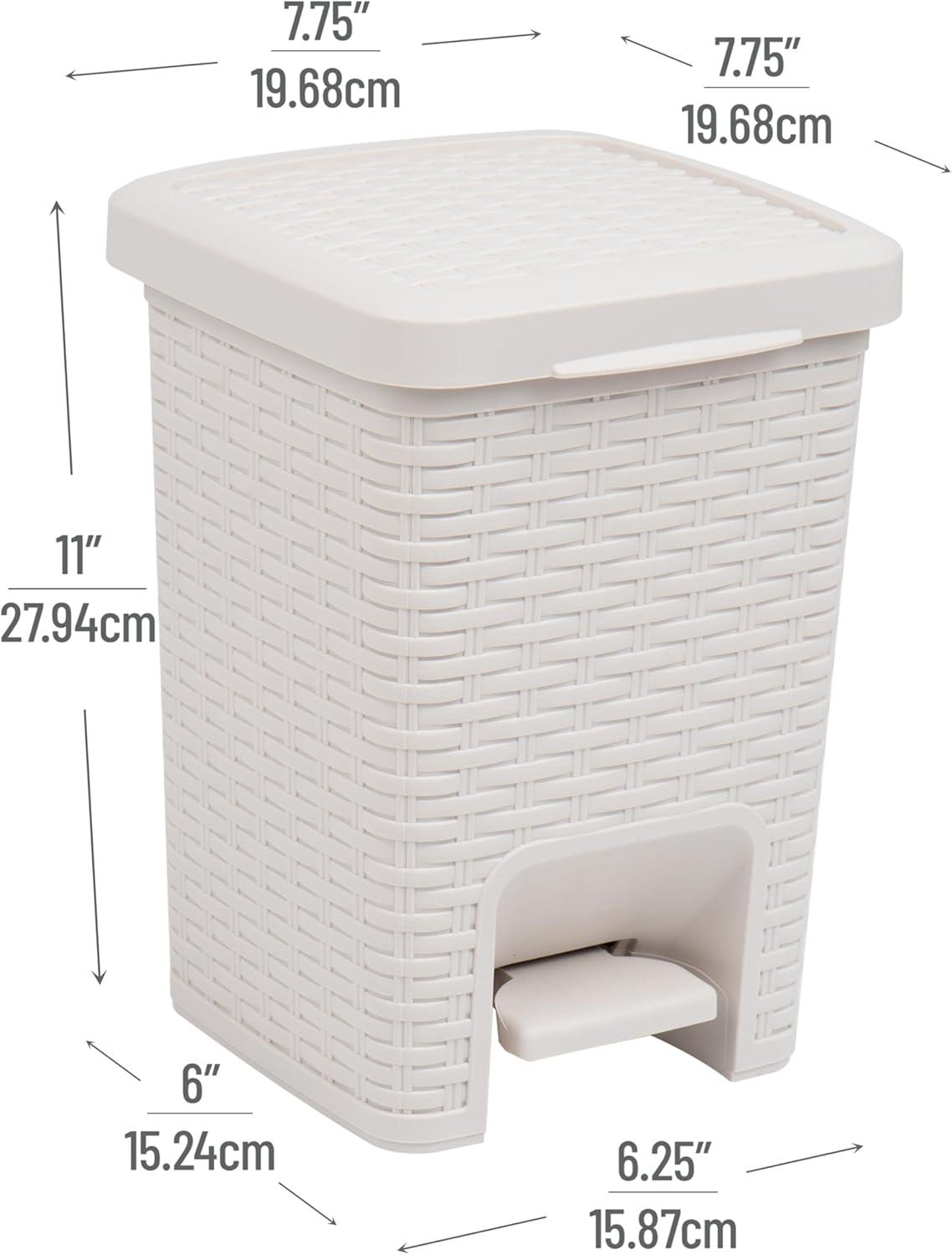 imageMind Reader Trash Can 55L 15 gal Capacity Bathroom Decor Hands Free Lid Square 775quot L x 775quot W x 11quot H IvoryIvory Square Bin