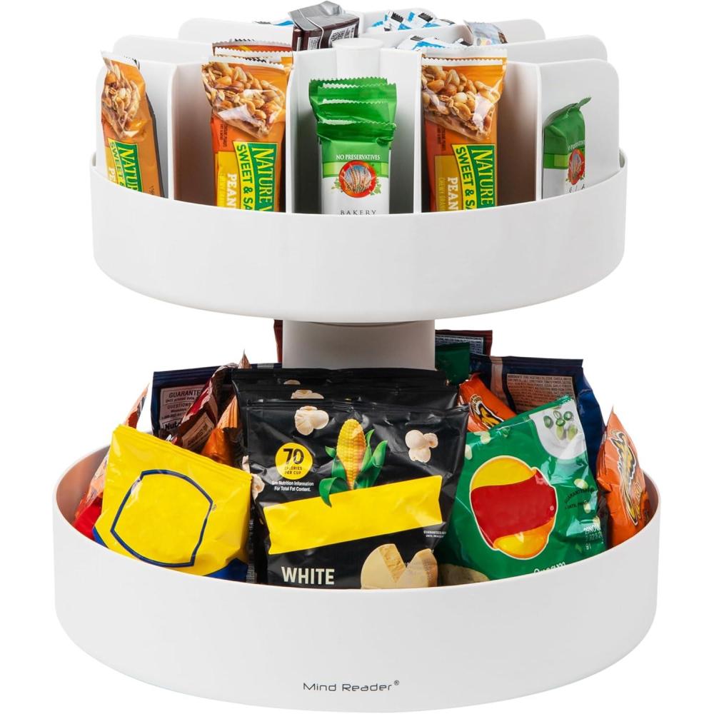 imageMind Reader 2Tier Snack Carousel Countertop Organizer Snack Tray Breakroom Kitchen 1425quotL x 1425quotW x 14quotH White