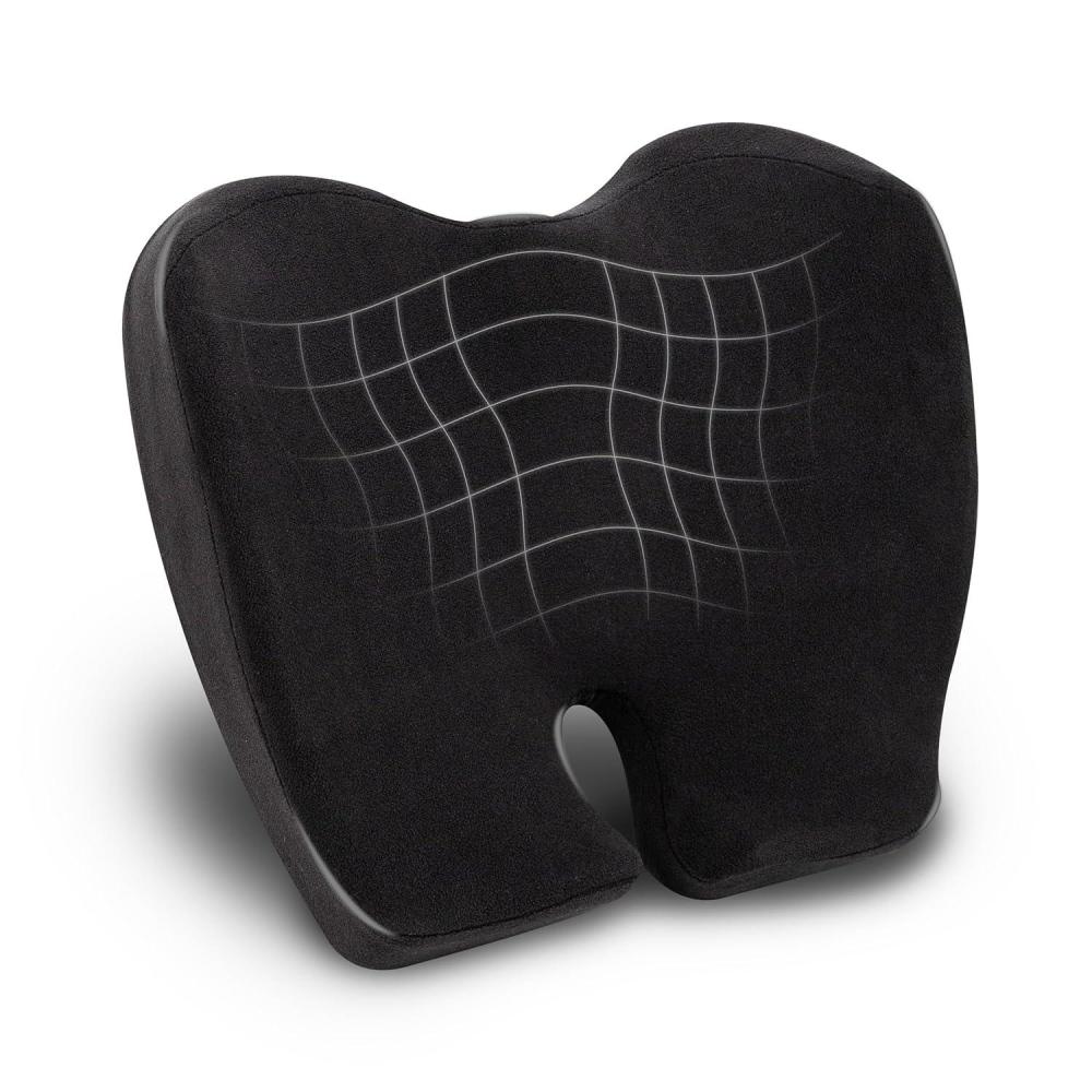 imageMind Reader AirCloud Memory Foam Seat Cushion Ergonomic Support for Lower Back Coccyx and Hip Pain Relief Promotes Better Posture Washable Cover BlackBlack