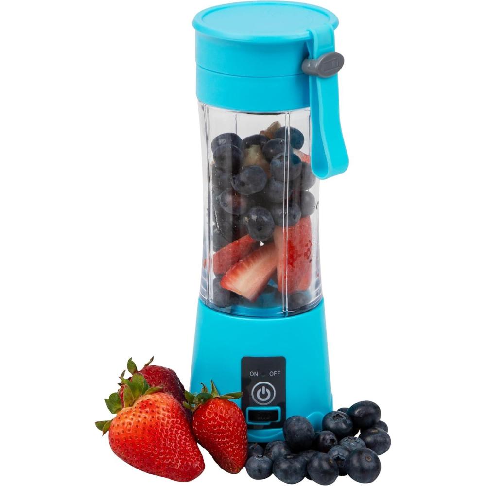 imageMind Reader Blender Rechargeable Personal Juicer USBPowered Portable Handheld Smoothie 3125quotL x 3125quotW x 9quotH PinkBlue