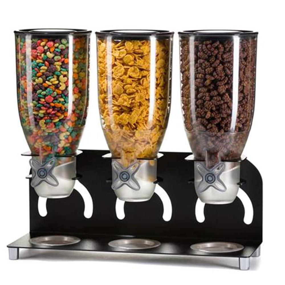imageMind Reader Cereal Dispenser Triple Canister Cereal Station Countertop Space Saver Snack 17quot L x 55quot W x 225quot H Black