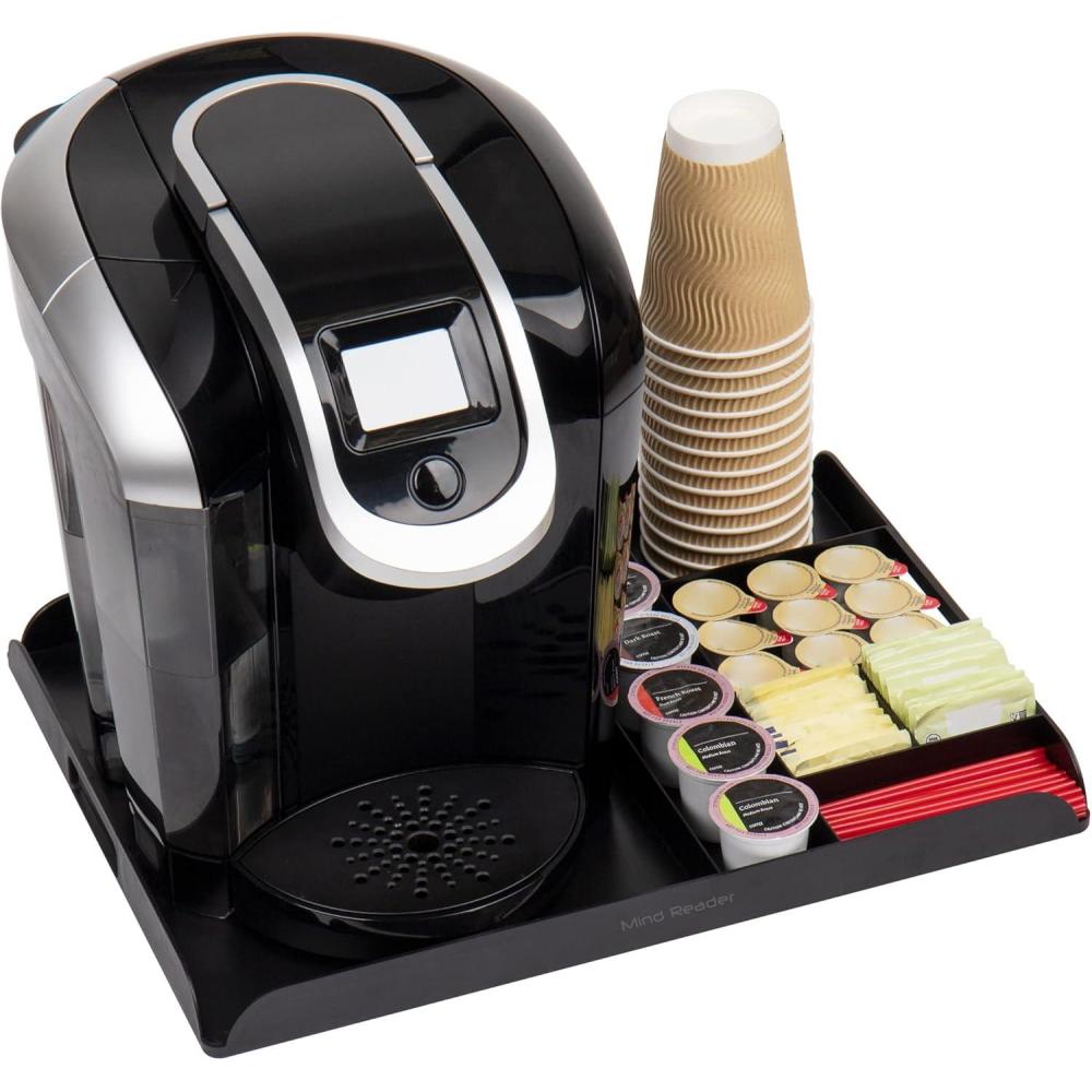 imageMind Reader Coffee Station Serving Tray 7 Pod Capacity Countertop Organizer Storage 175quot L x 1325quot W x 125quot H Single BlackBlack