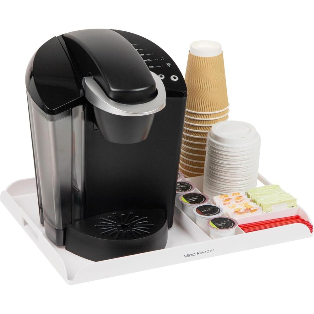 imageMind Reader Coffee Station Serving Tray 7 Pod Capacity Countertop Organizer Storage 175quot L x 1325quot W x 125quot H Single BlackWhite