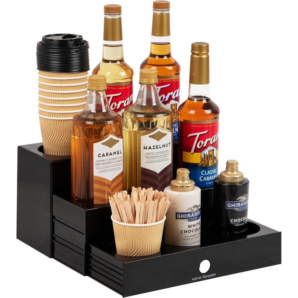 imageMind Reader Coffee Syrup Station Coffee Bar Accessories Countertop Organizer Acrylic 1425quot L x 125quot W x 7quot H Black