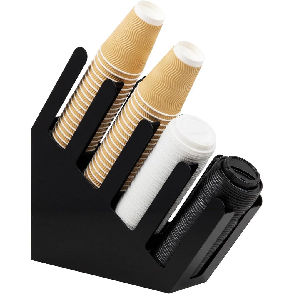 imageMind Reader Coffee Tea Utensil and Condiment Station Countertop Organizer Coffee Bar Kitchen 6quotL x 9quotW x 16quotH WhiteBlack Acrylic