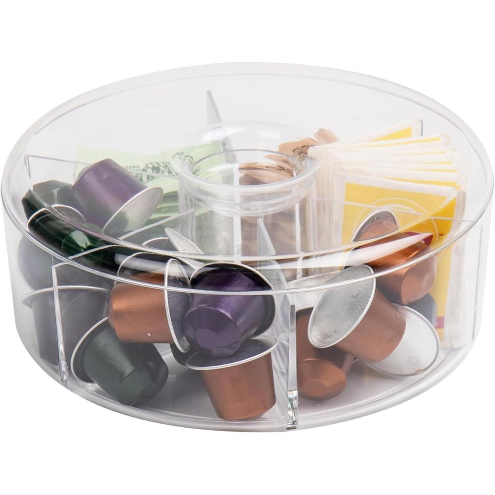 imageMind Reader Coffee Tea or Condiment Station Countertop Organizer Coffee Bar Acrylic 775quotL x 775quotW x 35quotH ClearClear