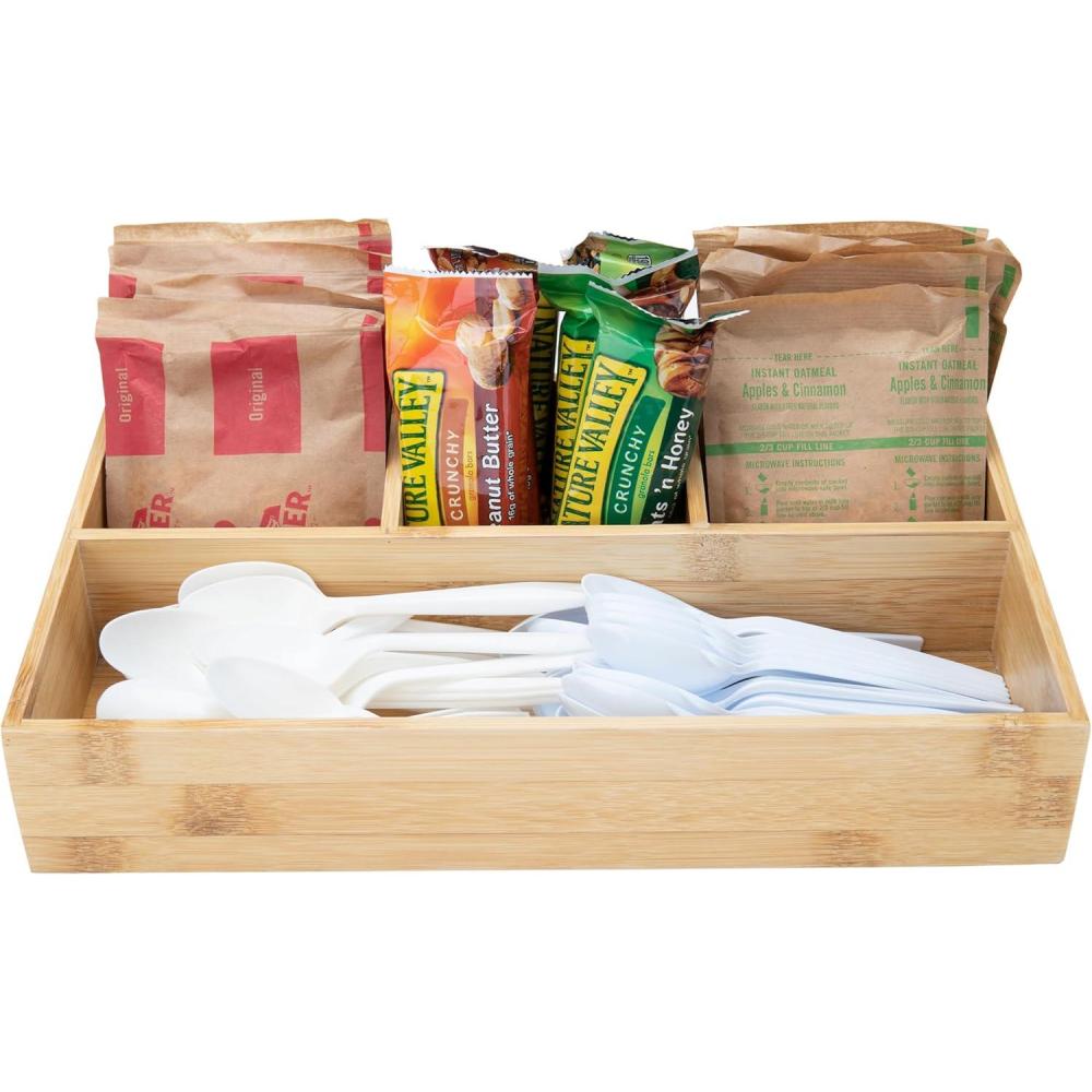 imageMind Reader Condiment Snack Station Countertop Organizer Dispenser Kitchen Rayon from Bamboo 8quot L x 13quot W x 25quot H Brown
