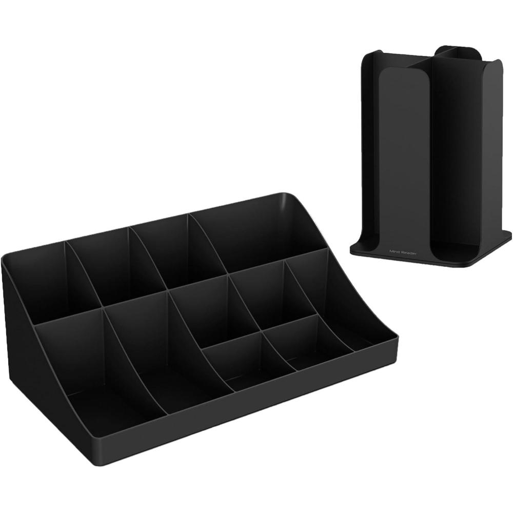 imageMind Reader Cup Carousel and Condiment Organizer Set Countertop Org Coffee Bar 775quotL x 775quotW x 115quotH 2 Pcs Black