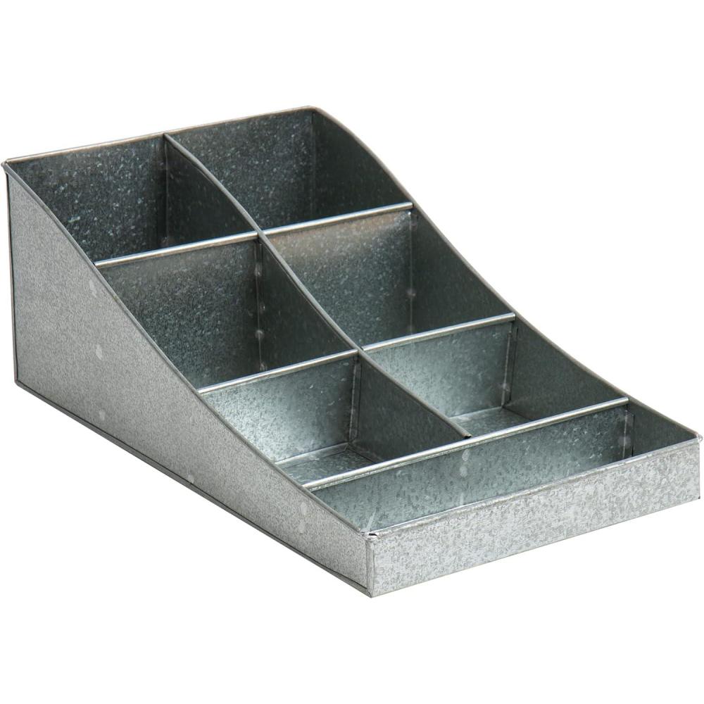 imageMind Reader Cup and Condiment Station Countertop Organizer Coffee Bar Galvanized Metal 85quot L x 145quot W x 525quot H SilverSilver