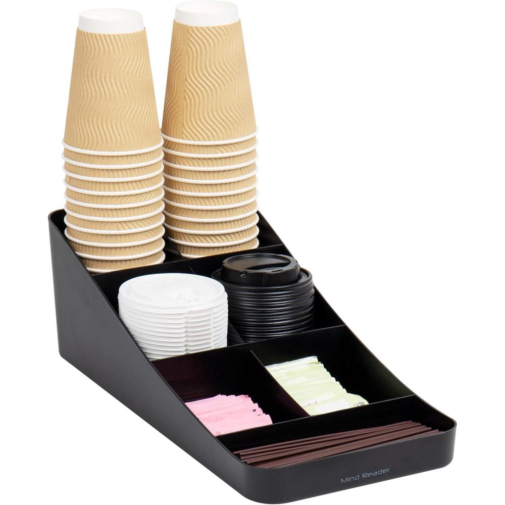 imageMind Reader Cup and Condiment Station Set of 2 Countertop Organizer Coffee Bar Kitchen 725quot L x 155quot W x 525quot H BlackBlack