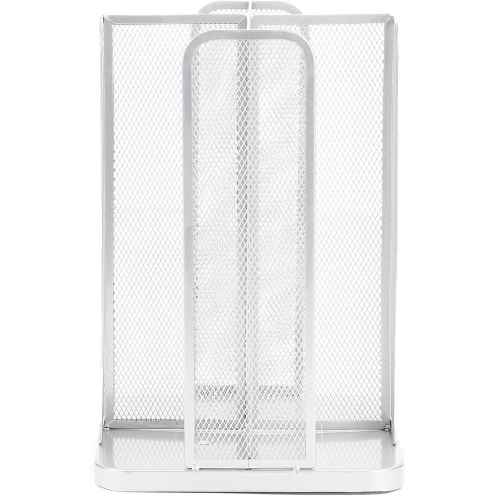 imageMind Reader Cup and Lid Carousel Countertop Org Coffee Bar Beverage Cup Holder Metal Mesh 8quotL x 8quotW x 115quotH WhiteWhite