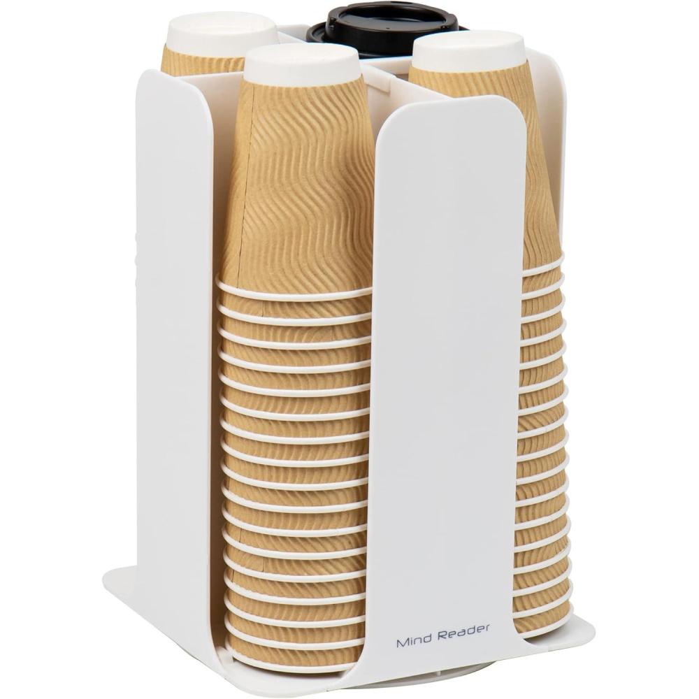 imageMind Reader Cup and Lid Carousel Countertop Org Coffee Bar Beverage Cup Holder Plastic 775quotL x 775quotW x 115quotH BlackWhite