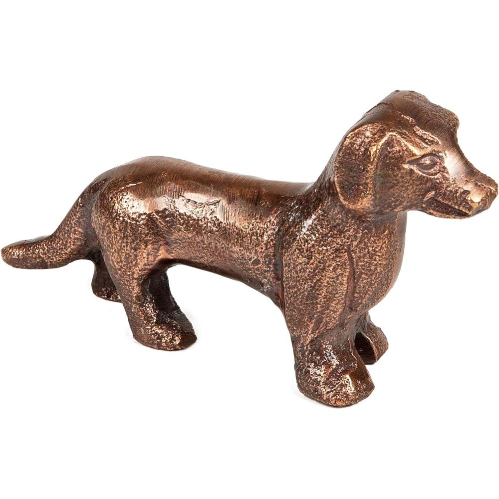 imageMind Reader Dachshund Figurine Desk or Bookshelf Home Decor Cast Aluminum Antique Brass Finish