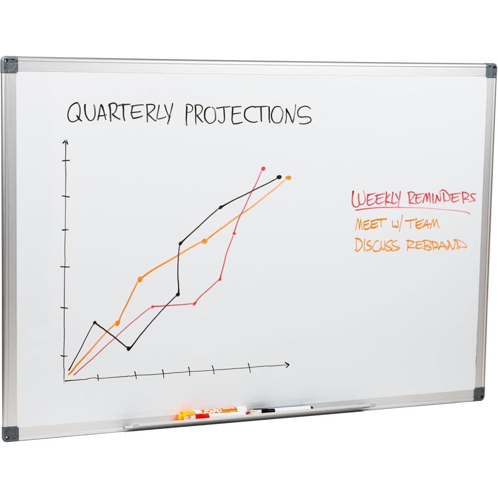 imageMind Reader Dry Erase Magnetic White Board Wall Mount Eraser Marker Shelf Planner Office 4775quot L x 36quot W x 5quot D White24W x 05H