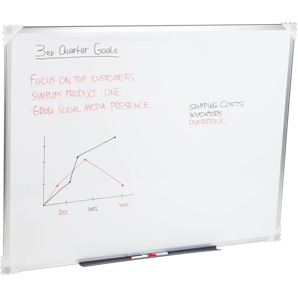 imageMind Reader Dry Erase Magnetic White Board Wall Mount Eraser Marker Shelf Planner Office 4775quot L x 36quot W x 5quot D White36W x 05H